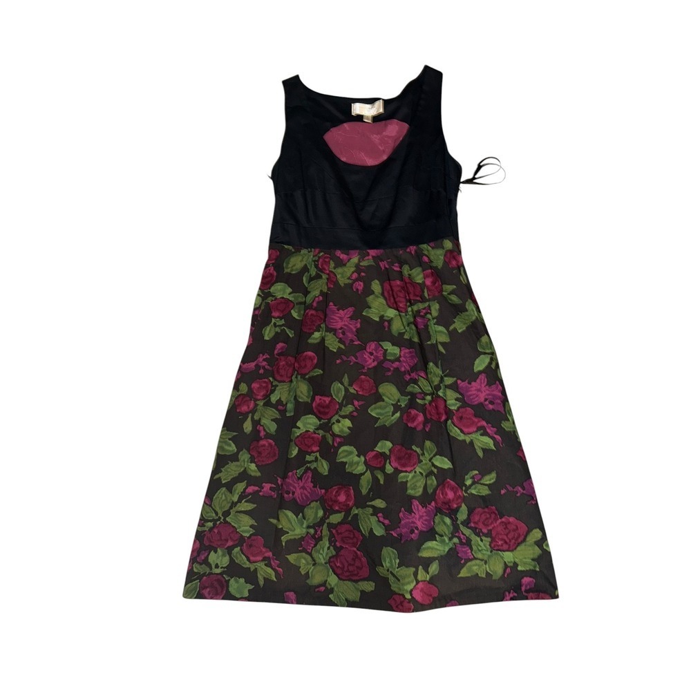 Anthropologie Moulinette Soeurs Rose Floral A-Line Dress Cottagecore Crewneck
